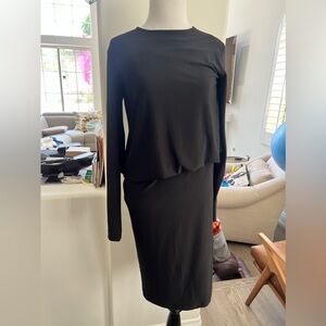Norma Kamali KAMALI KULTURE Long Sleeve Midi Dress in Black Size S